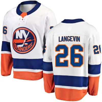 Men's Dave Langevin New York Islanders Away Jersey - White Breakaway