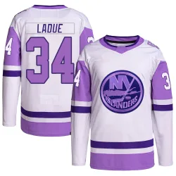 Men's Paul LaDue New York Islanders Hockey Fights Cancer Primegreen Jersey - White/Purple Authentic