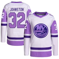 Men's Ross Johnston New York Islanders Hockey Fights Cancer Primegreen Jersey - White/Purple Authentic
