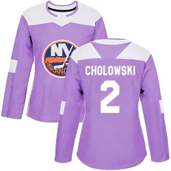 Women's Dennis Cholowski New York Islanders Fights Cancer Practice Jersey - Purple Authentic