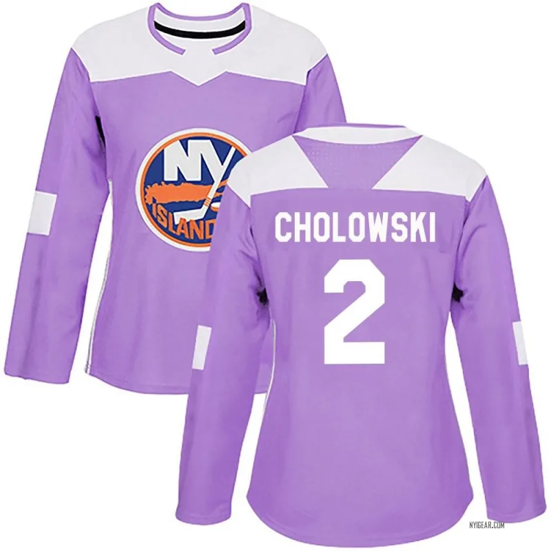 Women's Dennis Cholowski New York Islanders Fights Cancer Practice Jersey - Purple Authentic