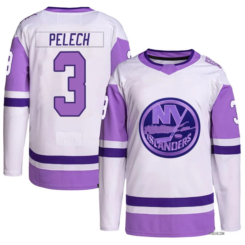 Youth Adam Pelech New York Islanders Hockey Fights Cancer Primegreen Jersey - White/Purple Authentic